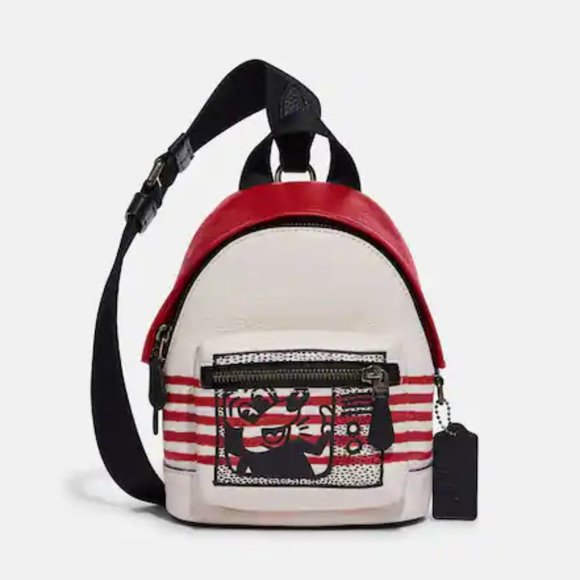 ❤️🐭 Coach Disney Mickey Mouse X Keith Haring Small West Backpack Crossbody - Picture 3 of 11